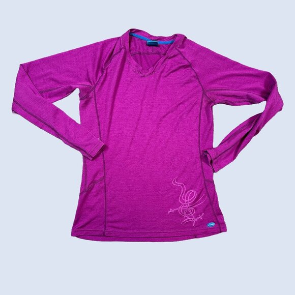 Luna 100% Merino Wool Skiing Ski Baselayer Top Fuchsia Pink Women's Size Medium - Picture 1 of 8